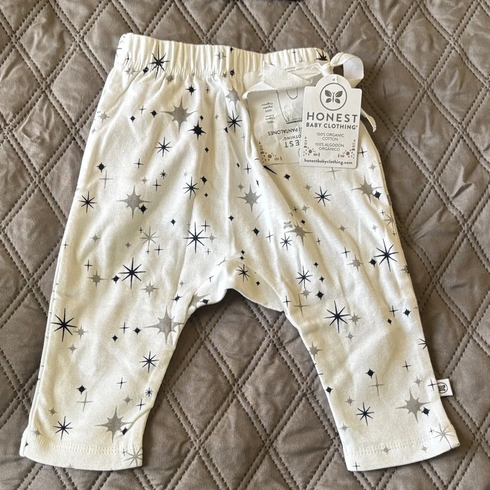 NWT Honest Baby Organic Cotton 2 Pack Harem Pants 0-3 Months Navy Twinkle Star - Picture 7 of 11